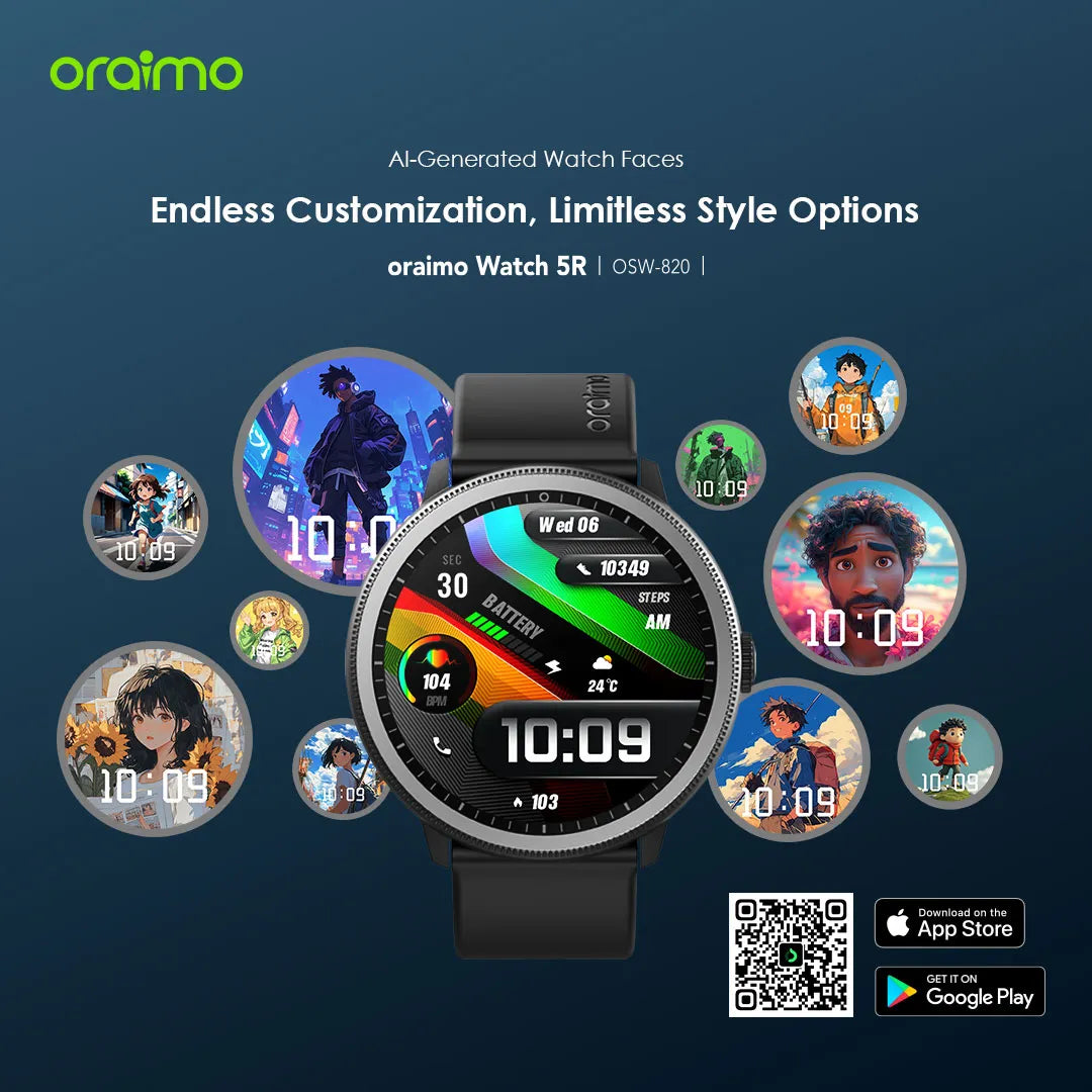 Oraimo Watch 5R (OSW-820) — 1.43″ AMOLED Smartwatch with Bluetooth Calling & IP68 Waterproofing