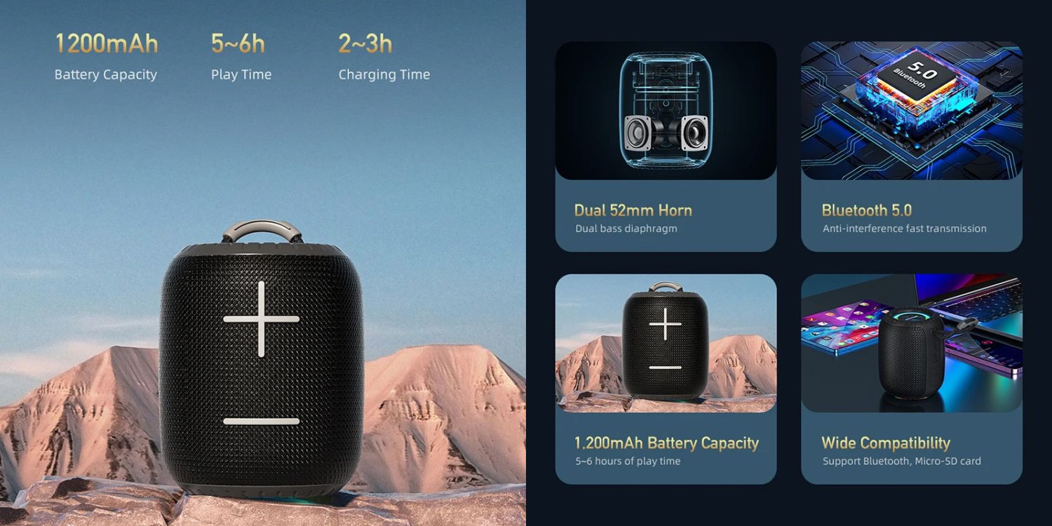 Awei Y526 Portable Bluetooth Speaker – 6 W, 1,200 mAh, IPX4 Water Resistant