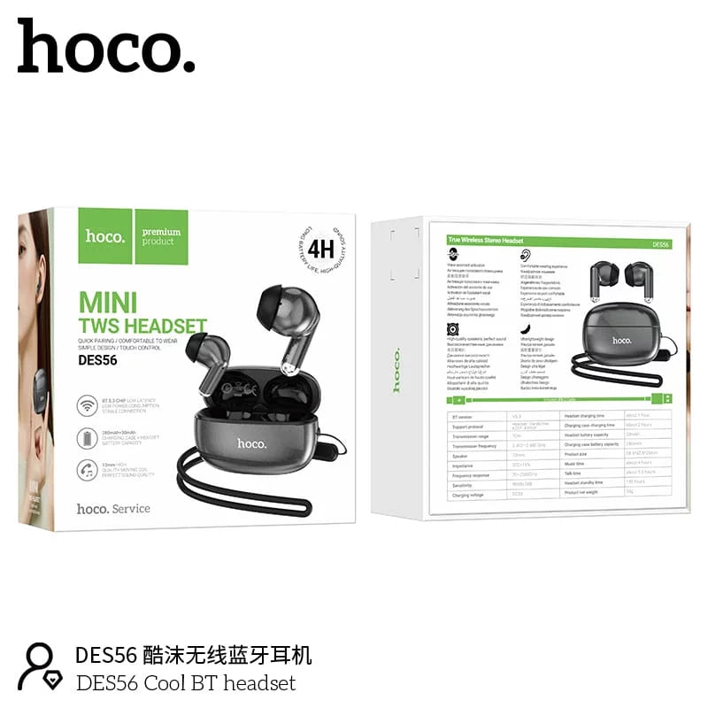HOCO DES56 True Wireless Earbuds – Bluetooth 5.1, IPX5 Water Resistant, ENC Mic