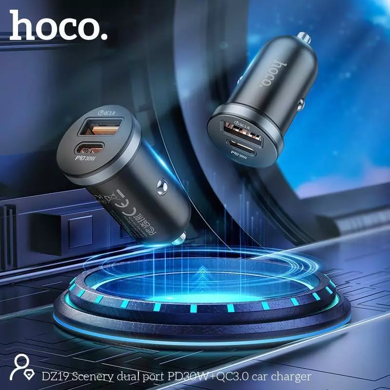 HOCO DZ19 – 48W ডুয়াল-পোর্ট কার চার্জার (PD + QC 3.0)