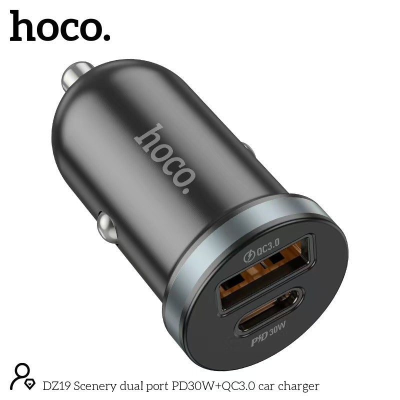 HOCO DZ19 – 48W ডুয়াল-পোর্ট কার চার্জার (PD + QC 3.0)