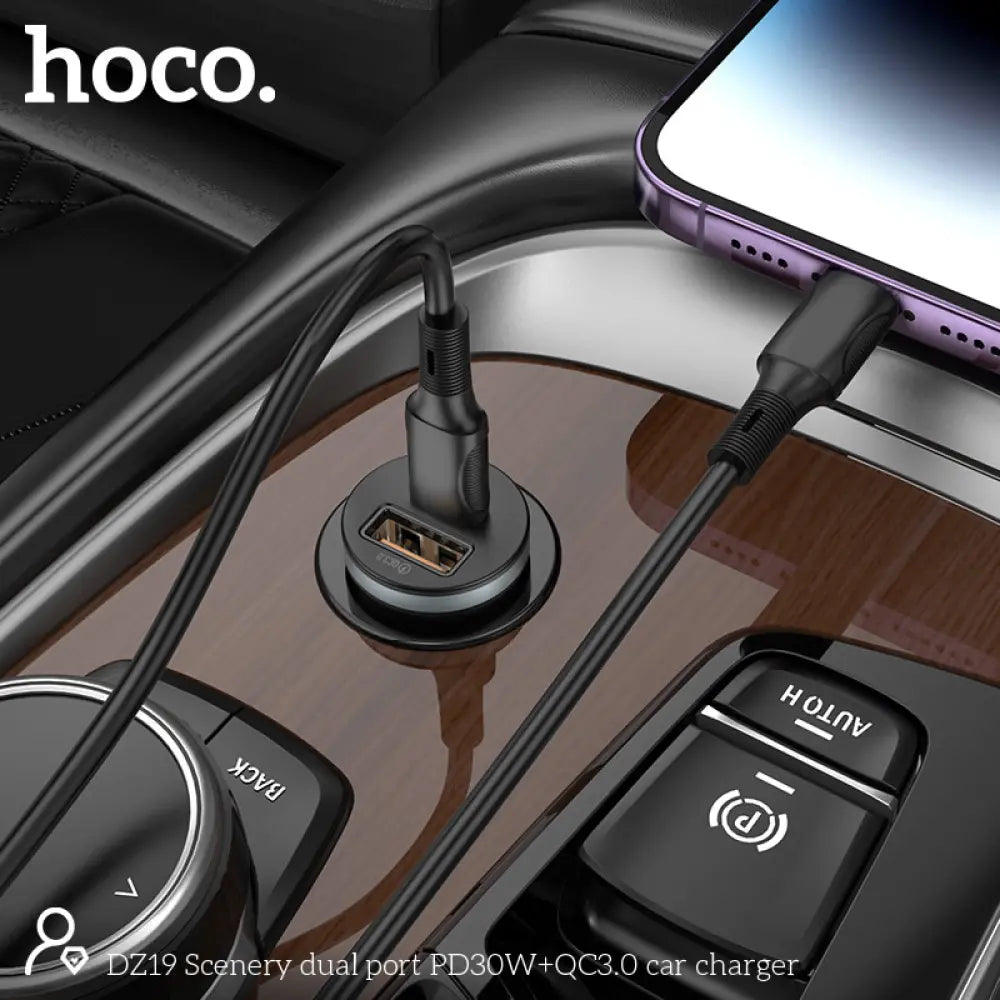 HOCO DZ19 – 48W ডুয়াল-পোর্ট কার চার্জার (PD + QC 3.0)