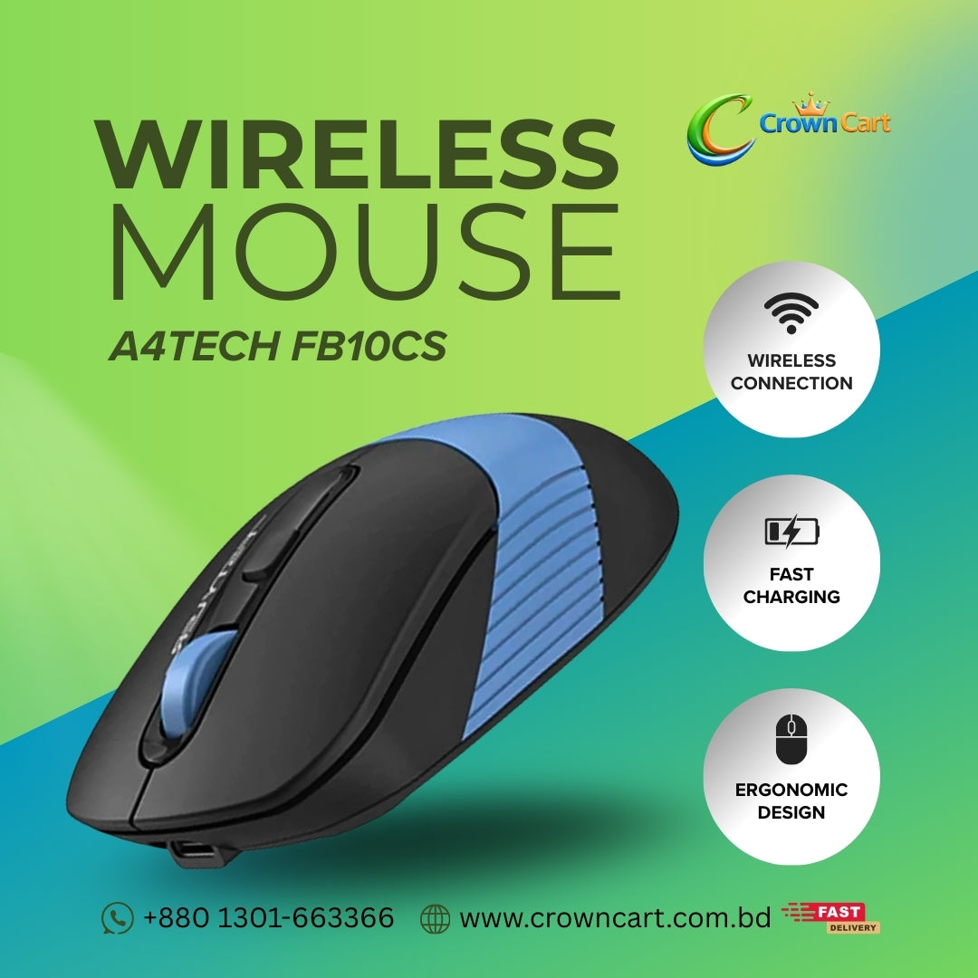 A4Tech FB10CS Fstyler – Dual-Mode Bluetooth & 2.4 GHz Rechargeable Wireless Mouse